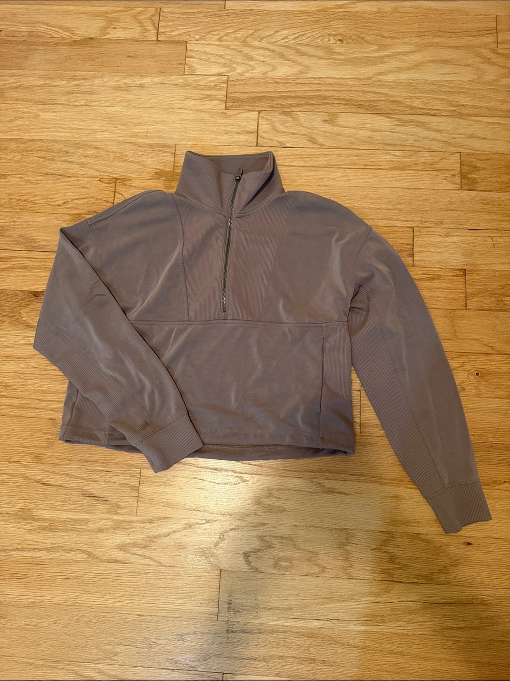 Athleta Women’s SEASOFT RIB 1/4 ZIP POPOVER in Taupe